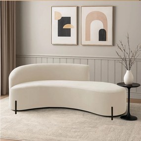 Sofá 4 Lugares Orgânico 220cm Pé Preto Morgan Veludo/Cotelê - Bege