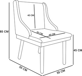 Cadeira de Jantar Liz Linho Pés Palito Castanho D03 - D'Rossi - A05 Cinza