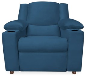Poltrona Papai Manchester Reclinável Veludo Azul Marinho