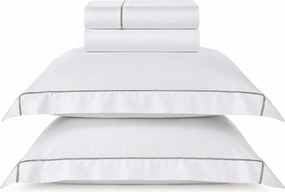 Jogo de Cama Trussardi Girelli Bambu 300 Fios Branco e Platino - King  King