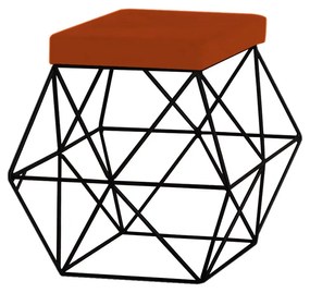 Puff Decorativo Sala de Estar Base Preto Trixie Suede Telha G41 - Gran Belo