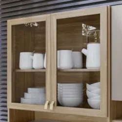 Armário de Cozinha Compacta 198cm Aurea D02 Amêndola/Nude - Mpozenato