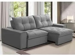 Sofá Retrátil Reclinável 3 Lugares 230cm Argon F05 Veludo Prata - Mpoz