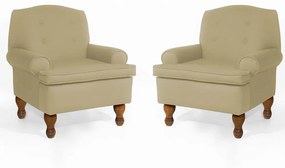 Conjunto 2 Poltrona Vovó Lucy Decorativa Luxo Suede Nude