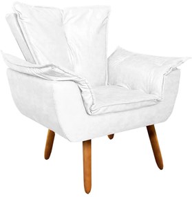 Poltrona Decorativa Pés Palito Charger PU Branco G19 - Gran Belo