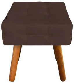 Puff Banqueta Decorativo Pé Palito de Madeira Elisa Suede Marrom D03 - D'Rossi