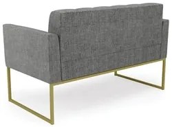 Sofá Namoradeira e 1 Poltrona Base Industrial Dourado Ana Linho Grafit