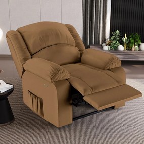 Poltrona do Papai Reclinável Sala de Cinema Madrid Power Touch USB PU Caramelo G23