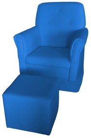 Poltrona Suzi Amamentação Balanço + Puff Suzi Suede Azul Royal