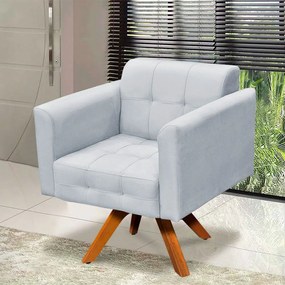Poltrona Decorativa Giratória MM30 Elisa Suede Cinza D03 - D'Rossi