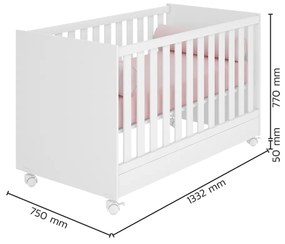 Kit Berço Mini Cama Taís e Cômoda Infantil 3 Gavetas com Nicho Brilhar Q01 - ADJ Decor