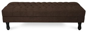 Puff Baú Decorativo Capitonê Luis XV 90x40cm Linho Marrom - Sheep Estofados - Marrom