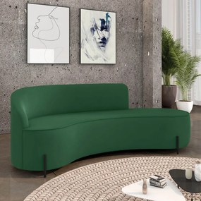 Sofá 4 Lugares Orgânico 220cm Pé Ferro Preto Morgan Veludo D03 - D'Rossi - Verde