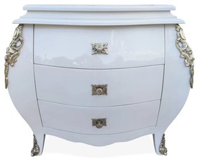 Mesa de Cabeceira Bombê Reggio Madeira Maciça Marchetaria Design Clássico