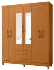 Guarda Roupa Solteiro 154cm com Espelho Dony A02 Cinamomo   - Mpozenat