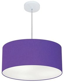 Lustre Pendente Cilíndrico Md-4100 Cúpula em Tecido 50x25cm Roxo - Bivolt
