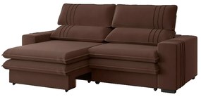 Sofá 2 Lugares Retrátil Noruega 230 cm Veludo Pés Tabaco - D'Rossi - Marrom