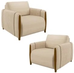 Kit 2 Poltronas Decorativas para Sala de Estar 98cm Amaranto Z32 Linho