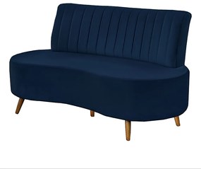 Sofá Decorativo 1,60M 2 Lugares Katara Veludo Azul Marinho G33 - Gran Belo
