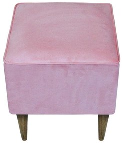 Puff Quadrado Milão Sigma em Suede com Pés Palito - Rosa