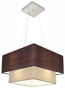 Lustre Pendente Duplo Quadrado Vivare Md-4157 Cúpula em Tecido 40x35cm Café / Bege - Bivolt
