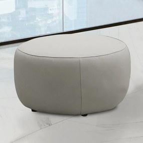 Conjunto Sala de estar Decorativo Mariele Poltrona Base Giratória em Aço com Puff Couro Off White G88 - Gran Belo