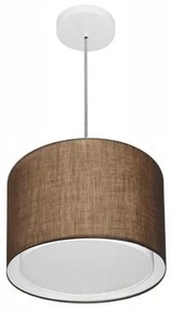 Lustre Pendente Cilíndrico Duplo Md-4285 Cúpula em Tecido 35x30cm Café - Bivolt