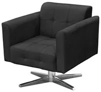 Poltrona Decorativa Base Cromada Giratória Ana Suede Preto - Ibiza