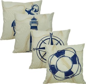 Almofada Marine Tons Amarelo com Azul 45x45cm - AMI-0122 - Somente Capa