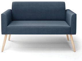 Sofá Namoradeira Pés Palito Natural Marisa Suede D03 - D'Rossi - Azul Marinho