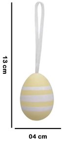 Kit 06 Enfeites Ovo Decorativo Plt Amarelo e Branco - D'Rossi