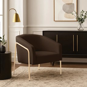 Poltrona Sala Industrial Alta Champanhe Stella Suede D03 - D'Rossi - Marrom
