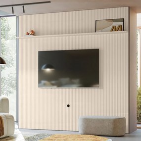 Painel TV 75 Pol 238cm Ripado para Sala Kalven M20 - D'Rossi - Off White