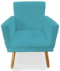 Poltrona Decorativa Lívia Pés Palito Suede Turqueza - Sheep Estofados - Água