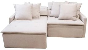 Sofá Moran 2 Lugares Retratil Tecido Bege com Pés Madeira 220 cm - 68509 Sun House