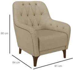 Kit 2 Poltronas Decorativas para Sala com Capitonê Pietà Z32 Linho Beg