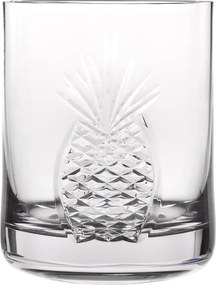 Copo de Cristal Lapidado Artesanal p/ Whisky - Lapidação Abacaxi - Transparente  Incolor