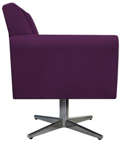 Poltrona Laura Base Giratória de Metal Suede Roxo - ADJ Decor