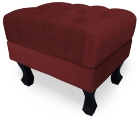 Puff Baú Decorativo Capitonê Luis XV 50x40cm Suede Bordô - Sheep Estofados - Vermelho escuro