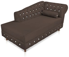 Divã Chesterfield 165 cm Capitonado com Strass Suede D'Rossi - Marrom
