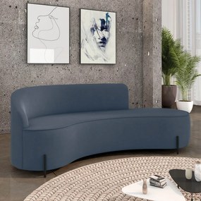 Sofá 4 Lugares Orgânico 220cm Pé Ferro Preto Morgan Suede D03 - D'Rossi - Azul Marinho