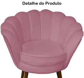 Poltrona Decorativa Pétala Pés Palito Suede Rosa - Sheep Estofados