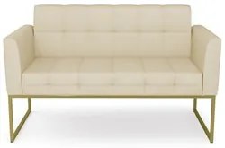 Sofá Namoradeira Base Industrial Dourado Ana Veludo Luxo Off White - I