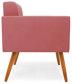 Kit 2 Poltronas Elisa Suede Pés Palito Castanho - D'Rossi - Rose
