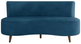 Sofá Living 2 Lugares 160cm Aang Pés Palito Veludo Azul Marinho G33 - Gran Belo