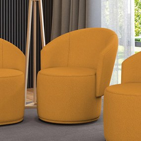 Poltrona Decorativa Orgânica Fixa para Sala Malu Bouclê M11 - D'Rossi - Mostarda
