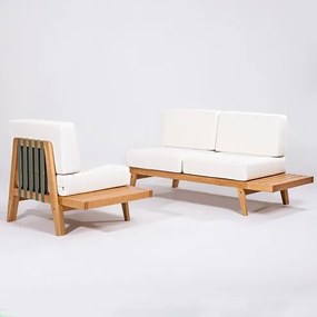 Conj Sofá e Poltrona Arpoador Acquablock Cru Verniz Mel - 78532 Sun House