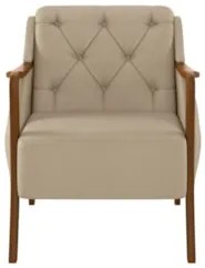 Poltrona Decorativa para Sala de Estar Capitonê Lapa Z32 PU Bege - Mpo