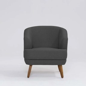 Poltrona Decorativa Milão D07 Pés Madeira Linho Mescla Chumbo - D'Rossi