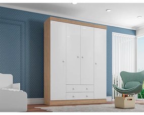 Guarda Roupa Infantil Isis 4 Portas 2 Gavetas Branco/Cartagena - Incorplac - Branco